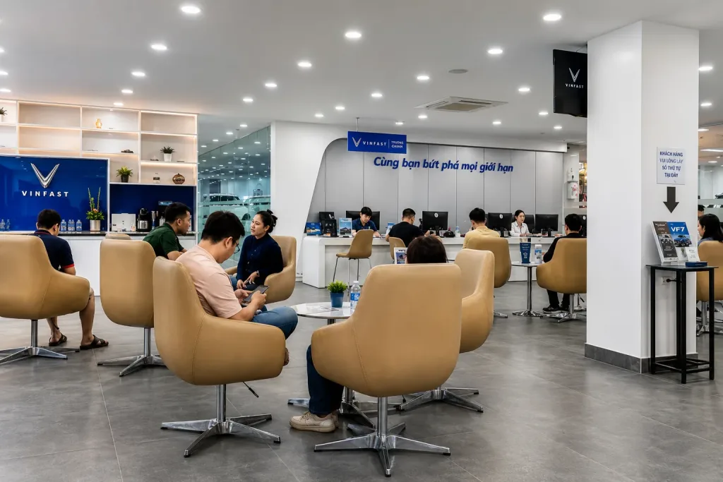 Khu tiếp đón khách hàng tại showroom VinFast