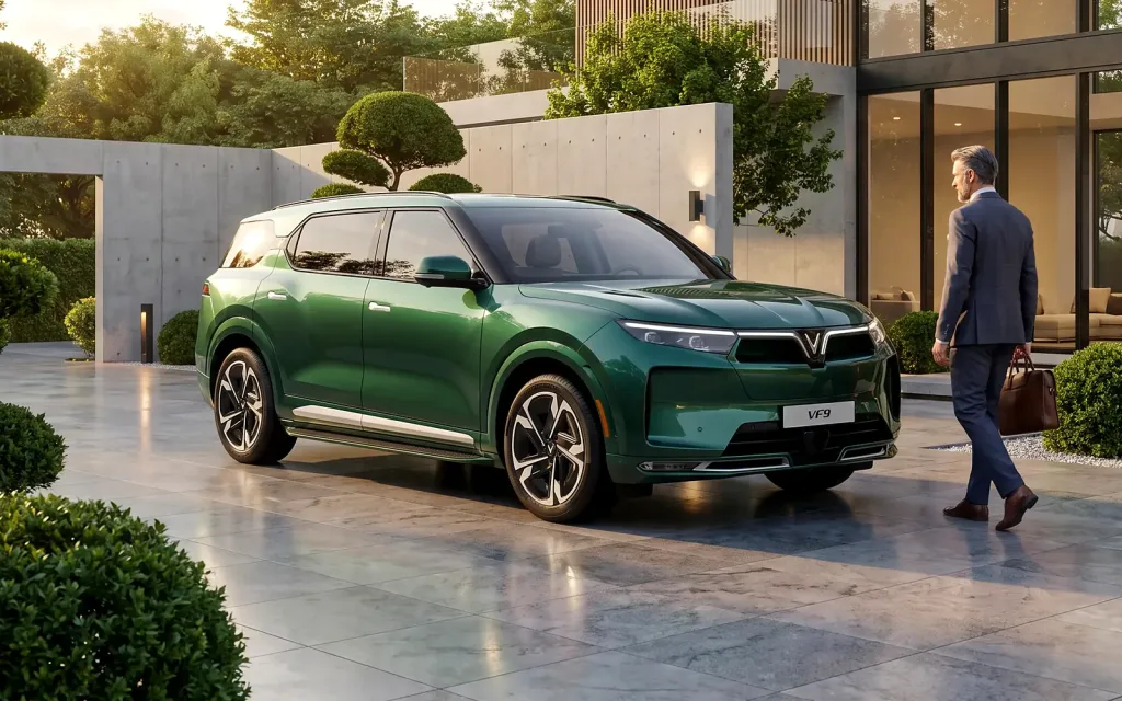 Khách hàng bước tới bên VinFast VF 9